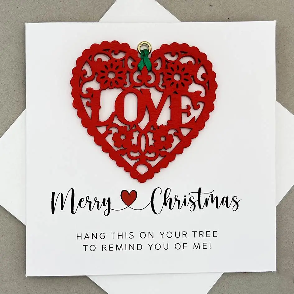 Love Heart Christmas Tree Decoration Card